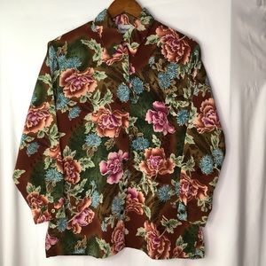 vintage floral long sleeve button up blouse